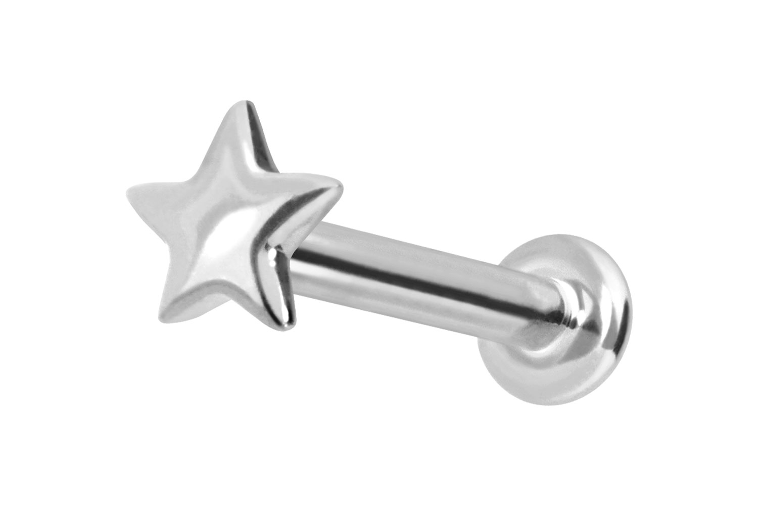 14 Karat Gold Labret Piercing mit Innengewinde STERN